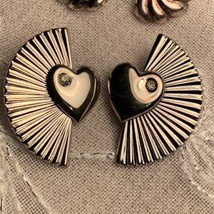 Vintage earrings, two pair, silver tone, pierced